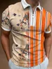 Gömlek Moda Çizgili Patchwork Kısa Kollu Üstler Erkekler için Günlük Tatnown yaka Zipup Polo Gömlek Yaz Mens Slim Polo 220608