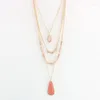 Pendant Necklaces Multilayer Cute Pink Natural Stone Oval Women Exquisite Beads Geometric NecklacePendant Sidn22