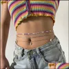 Belly Chains Body Jewelry Fashion Trendy Colorf Waist Bead Chain Vintage Ethnic Geometric Square Pendant For Women Plus Size Drop Delivery 2