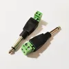 Conectores de áudio 6,35 mm Mono Macho a 2 pinos Terminal Feminino Microfone Balun Solderless Conversor Adaptador/10pcs