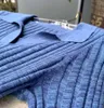 509 2022 Summer Kint Short Sleeve Label Neck Brand نفس النمط السترة الأزرق الفاخرة النسائية ملابس Weikeyy