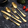 5 sztuk Flatware Zestaw sztućców Nóż Widelec Spoon Set Obiadowe