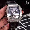 شاهد مصمم الفاخرة الميكانيكا الميكانيكا راقب Rihca Milles Black Red Rubber Men Sapphire Automatic Mechanical Mechanical Tourbillion التقويم الفضي الرمادي