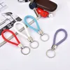 2021 Leather Braided Woven Keychain Rope Rings Fit Pendant Key Chains Holder Car Keyrings JXW935