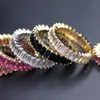 Anillos de boda Anillo de circonio cúbico colorido de lujo para mujer Rectángulo brillante Piedra de arco iris Dedo Color dorado Joyería de moda bohemia Boda