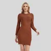 Ciemiili 2022 Winter Women Bandage mini vestido sexy luva completa o pescoço traseiro zip bodycon celebridade clube vestido vestido 220317