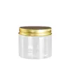 Transparent PET Plastic Storage boxes Food-grade packaging bottle round sealed jar with gold Aluminum Lids