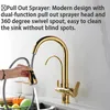 Kitchen Faucet z Pull Down Opryskiwacz 2 Uchwyt 3 w 1 Filtr Wody Oczyszczacz Kłótniki Szczotkowane Nickel Inteligentny czujnik Dotyka Kitchen Caucets