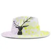 Fedora Hats Animal Print Woolen Cap Korean Style Tide Mężczyźni i kobiety szeroki brzegi hat brytyjski kapelusz kościelny jazzowy