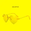 선글라스 패션 하트 모양의 여성용 무테 브랜드 디자이너 고품질 여름 사랑 맑은 바다 렌즈 UV400 Sun GlassesSunglasses