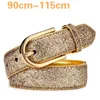 Riemen ontwerp vrouwen glitter gouden riem vrouwelijke zilveren taille mode hoogwaardige luxe geschenken femme 95 100 105 115cmbelts