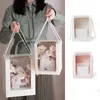 Present Wrap Flower Paper Boxes Clear Window Transparent Portable Packing Wedding Party Bagsgift