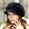 Vinter damer kvinnor basker hattar fast färg kanin hår stickade kvinnliga basker vinter varm mössa feminina hattar grossist j220722