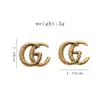 Gemengde Eenvoudige 18K Vergulde Luxe Letters Stud Merk Ontwerpers Geometrisch Beroemde Vrouwen Ronde Kristal Strass Parel Oorbel Bruiloft Sieraden