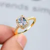 Wedding Rings Vintage Female Crystal Black Stone Ring Silver Color Thin For Women Trendy Square Zircon Engagement