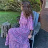 Kadın Boho Maxi Elbise Moda Fener Kılıf V Boyun Baskı Uzun Yaz Tatili Kadın Ayak Bileği Uzunluğu Parti Vestidos 220526