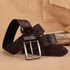 Bälten äkta läderkohudstruktur män bälte lyxdesigner manlig midjeband jeans av hög kvalitet svart mode metall spänne