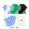 Ogaberskie koszule sprawdzają Patchwork bawełniany O-Neck Top Tee Męskie ubranie Summer Harajuku Streetwear Casualne koszulki z krótkim rękawem
