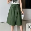 Fashion Summer Korean Style Cotton Wide Leg Capris Women Short Pants High Elastic Bud Waist Shorts Skirts Female W220322