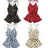 Toddler Baby Girls Summer Botton Sleveless V-dół Flounding Sweet Style Polka Dot Suspender Siamese Spodle Romper 1-6y G220521