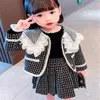 Kids Girls Clothes Set Spring Autumn Long Sleeve Coat And Grid Skirt 2 Piece Suit Fashion Outfits For Baby Girls Clothing
