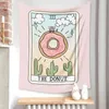 Rétro Tarot Thé Rose Donut Tapisserie Mandala Soleil Lune Tenture Murale Couverture Polyester Tapis Tapisserie Indienne Sorcellerie Dortoir Décor J220804