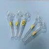 Smile face pyrex glass oil burner smoke pipe mini smoking oil bowl vaporizer