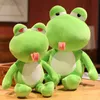 1pc 3055cm sevimli peluş kurbağalar stitng dil oyuncak kucaklaşır peluche yumuşak kurbağa bebek oyuncak doğum günü Noel Hediye Ldren J220729