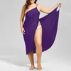 s Plus Size Summer Beach Sexy Women Solid Color Wrap Dress Bikini Cover Up Sarongs 220629