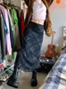 Рэккоптер полосатые длинные юбки ретро y2k прямой выпрямленные летние женщины Сладкая милая вечеринка Гранж Тренди 220701