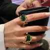 Eheringe Sterling Silber Hochqualität Vintage Emerald Ladies Classic Bankett Luxus -Schmuckgeschenkgeschenke