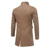 مزيج من الصوف للرجال معطف الشتاء التطريز الصلبة دافئة طويلة الأعمال ملابس غير رسمية Slim Lapel Blend T220810