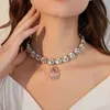 Peri'sbox Large Vintage Teardrop Choker Necklace luxury Crystal Necklaces for Women for Wedding Jewelry L220812の大きなラインストーンネックレス