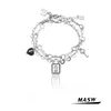 Eslabón, cadena MASW Joyería de moda Collar de capa de remolque Regalos de fiesta Diseño simple Hip Hop Heart Lock Key Charm Bracelet Unisex