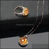 Anneaux De Mariage Bijoux Réglable Ouvert Pour Les Femmes Jaune Pierre Cristal Or Rose Couleur Tournesol Mode Cadeau Jewelr Dh3Xm