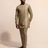 Dla człowieka długie rękawy Dashiki w stylu African Mens Suit Men Ubranie ONECK Casual Tops and Pant 220721