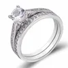 Luxe bruiloft verlovingsliefhebber's ringen set bling iced geometrische aaa kubieke zirkoon kristalring voor paar