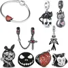 925 Sterling Silber baumelnder Charm runder Charm Pandora Jack Skull leuchtende Katze Herzperle passend für Pandora-Charm-Armbänder DIY-Schmuckzubehör