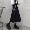 Saias de carga de cintura alta gótica Mulher harajuku solto aline bolso aline midi saia preta longa hip hop moda streetwear super times 220701