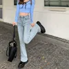 Frauen Jeans Hohe Taille Lose Bequeme Jeans Für Frauen Breite Bein Hosen Elastische Mode Boyf 220824