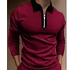 Polos pour hommes Hommes Mode Chemises décontractées à manches longues Col rabattu Fermeture à glissière Tops Streetwear pour hommes Printemps et automne Période TheMen's