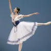 Desgaste de palco clássico de manga curta clássica Giselle Ballet Figurino Adulto Mulheres Longa Vestido Profissional Tutu Girls Roupas de balé Mesh 130 140 S M L XL XXL Blue