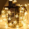 Strängar HG-3METRE 20LED VATTOSKA SNOWFLAKES Sträng Fairy Lights For Christmas Light Garden Decor Led Standsled Stringled