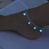Anklets Women Blue Night Light Pentagon Star Beach Wind and Silver Plated Chain for Ladies Decoration Mujer 2022 Marc22