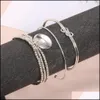 Cuff Bracelets Jewelry Fashion 925 Sier Bracelet Female Cute Simple Knot Tassel Open Hypoallergenic Set Ib09031 Drop Delivery 2021 Fdxla