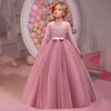 十代の若者たちの花嫁介添人ドレスキッズキッズ服のための長袖プリンセスドレスガールパーティーとウェディングコスチューム812y