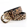 Cinturones a la moda con estampado de leopardo para mujer de cuero genuino para Jeans de talla grande Sexy con hebilla dorada cinturón femenino cinturones de cintura