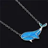 Pendant Necklaces Cute Female Whale Necklace Rose Gold Silver Color Chain Vintage White Blue Opal For WomenPendant