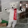 Halloween Biały Polar Bear Mascot Costume Wysoka jakość kreskówka Pluszowa zwierzęcy Anime Teme Postacie dla dorosłych rozmiar Bożego Narodzenia karnawałowy sukienka