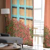 Curtain & Drapes House Building Flowers Plant Tulle Curtains For Living Room Bedroom Decoration Luxury Voile Valance Sheer KitchenCurtain
